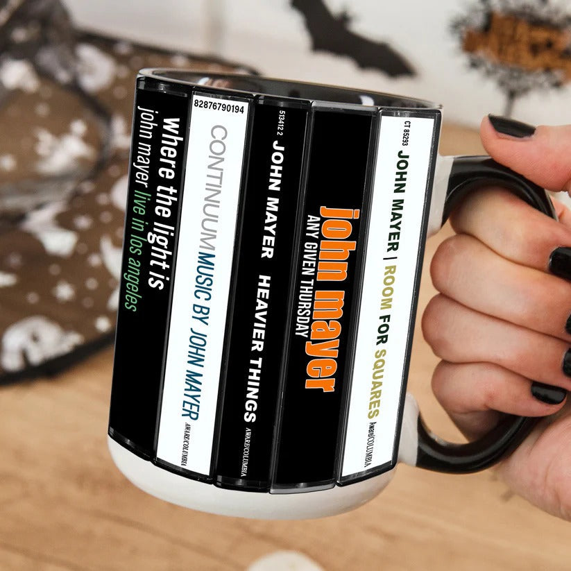 John Mayer Cassette Collection Ceramic Accent Mug | Gift for Music Lovers GradoCreations