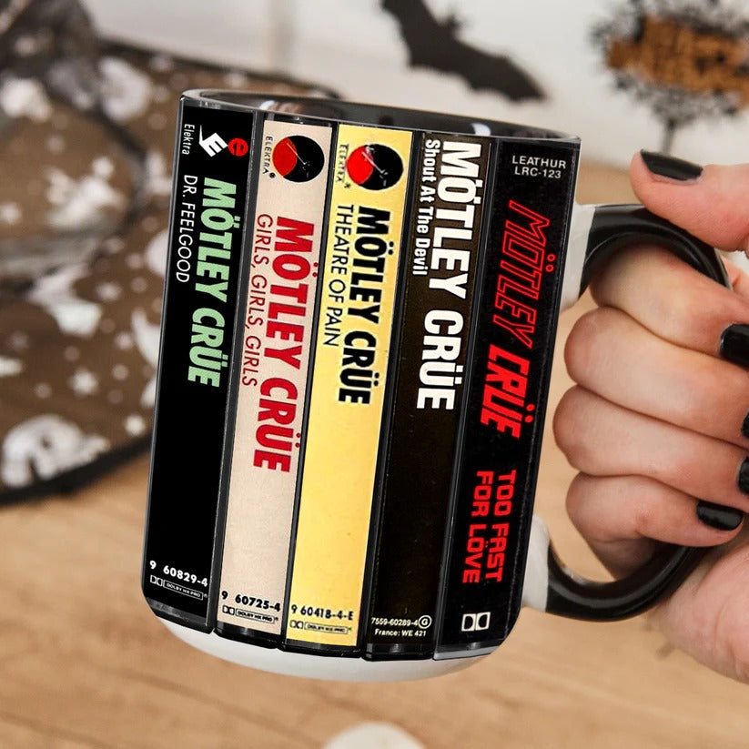 Motley Crue Cassette Retro Accent Mug Ceramic Drinkware Gift GradoCreations