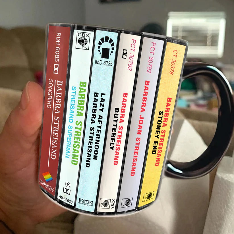 Barbra Streisand Cassette Accent Mug Retro Gift for Music Lovers GradoCreations