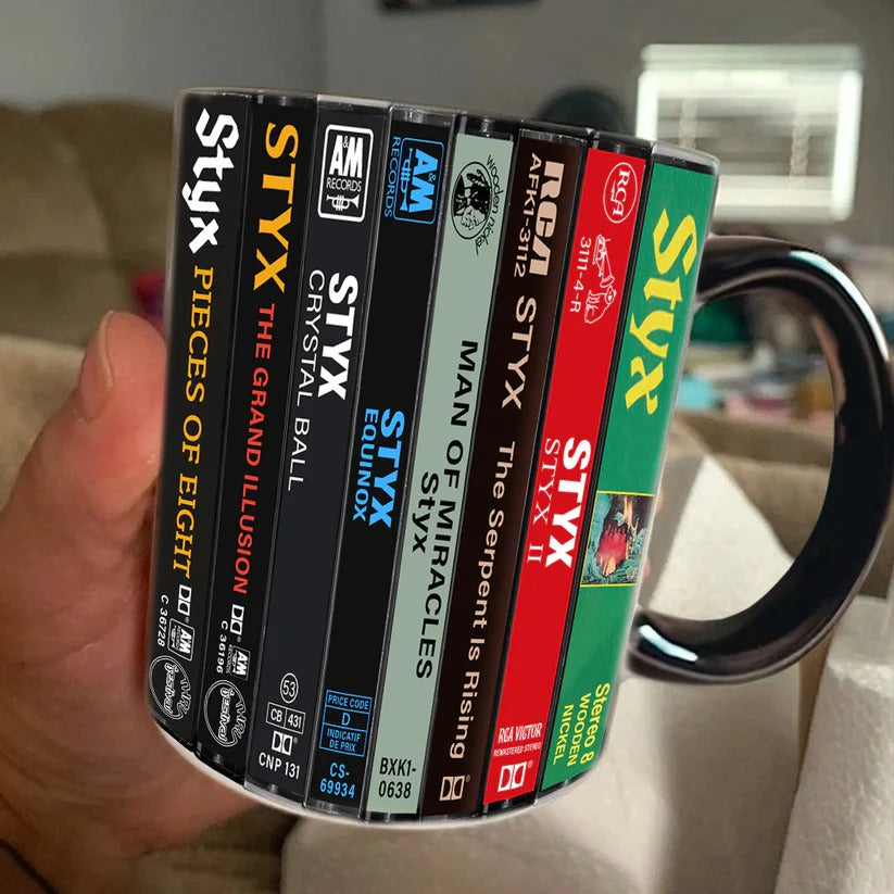 Styx Retro Cassette Collection Accent Mug for Music Lovers GradoCreations