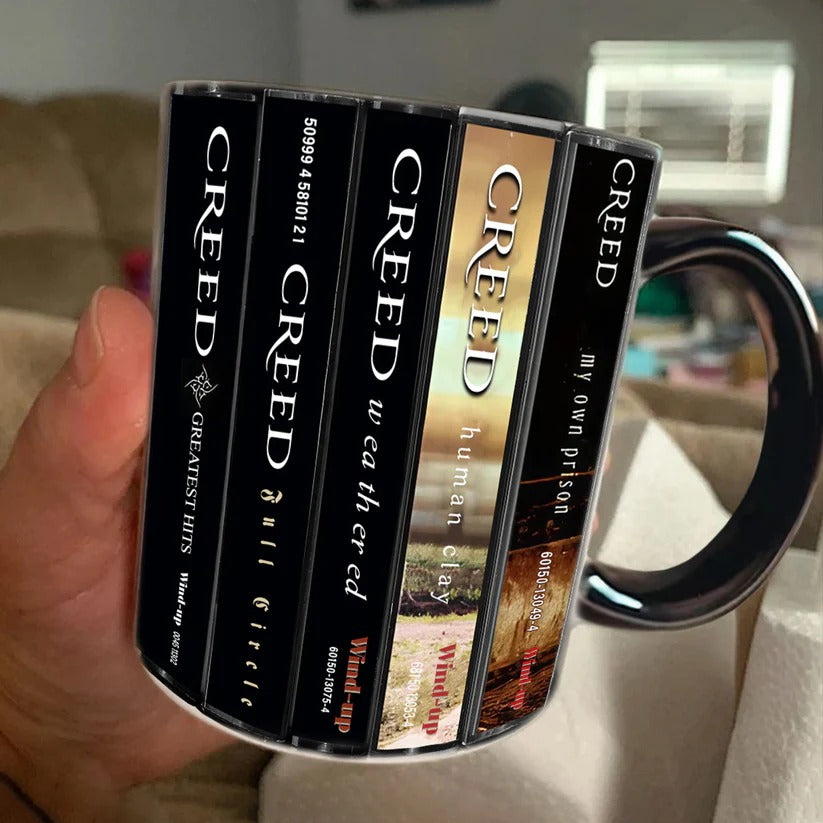 Creed Cassette Collection Accent Mug Retro Gift for Music Lovers GradoCreations