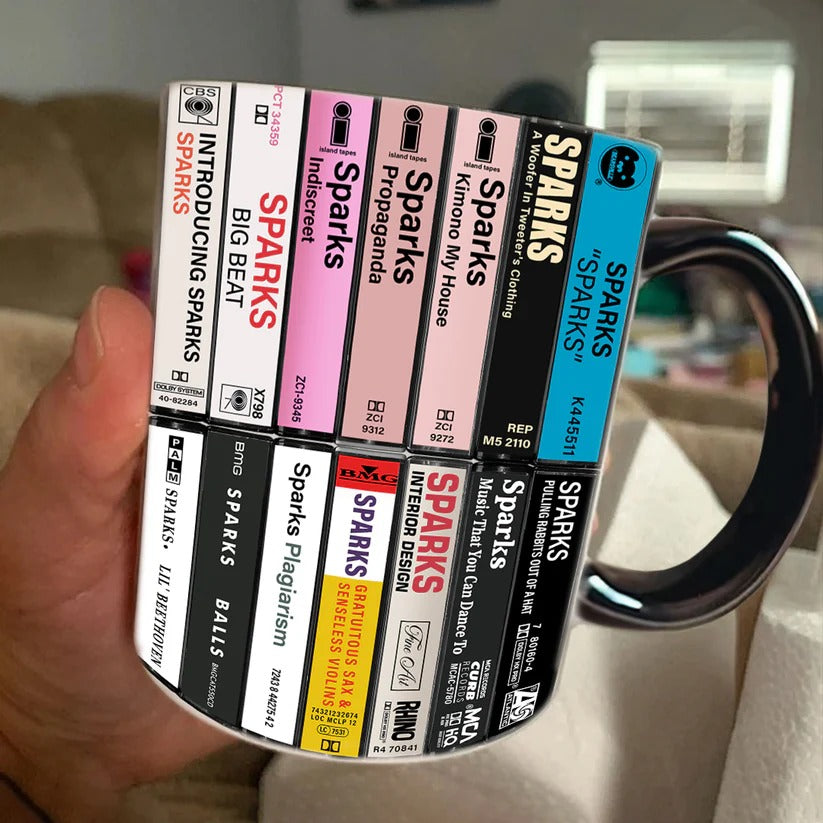 Retro Cassette Collection Accent Mug Ceramic Drinkware Gift GradoCreations