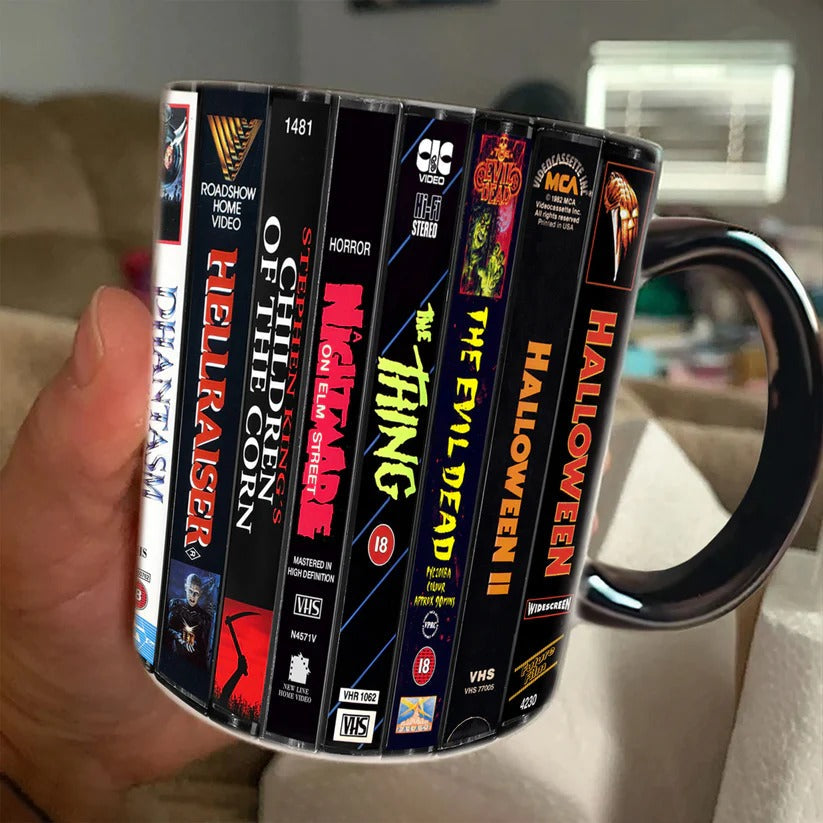 VHS Horror Movies Retro Accent Mug - Ceramic Drinkware Gift GradoCreations
