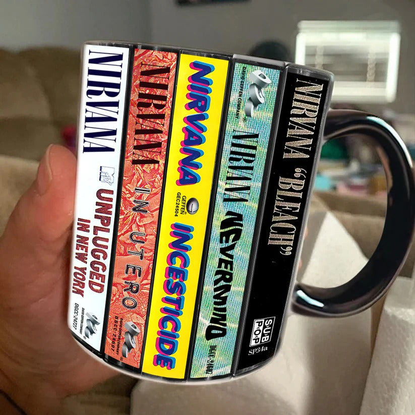 Nirvana Cassette Collection Ceramic Accent Mug for Music Lovers GradoCreations