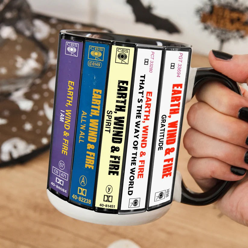 Retro Earth, Wind & Fire Cassette Accent Mug for Music Lovers GradoCreations