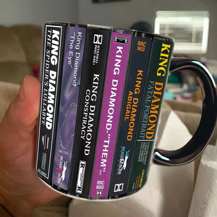 Retro King Diamond Cassette Accent Mug - Ceramic Drinkware Gift GradoCreations