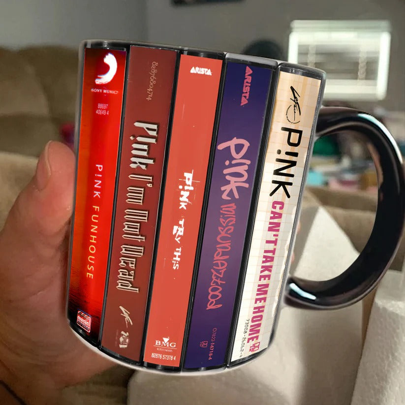 P!nk Albums Retro Ceramic Accent Mug Gift for Music Lovers GradoCreations