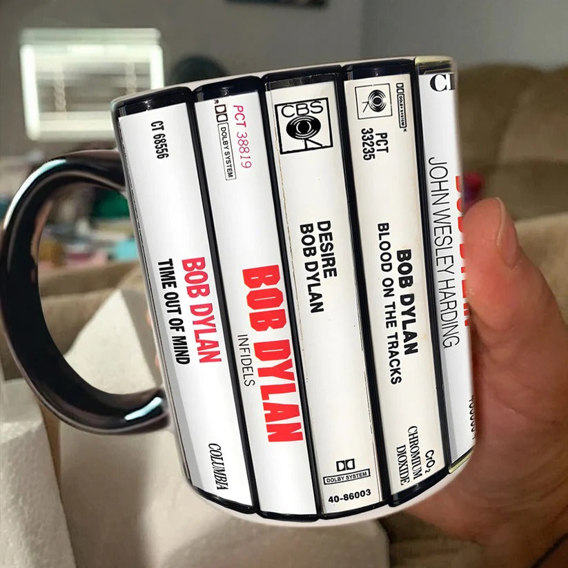 Bob Dylan Cassette Accent Mug Ceramic Drinkware for Music Lovers GradoCreations