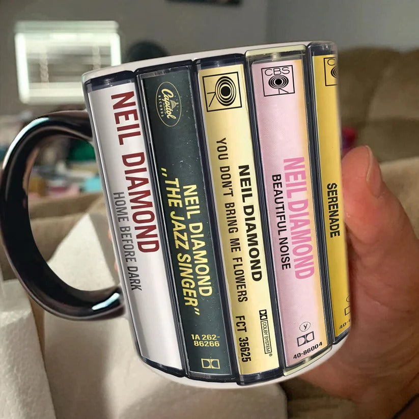 Neil Diamond Cassette Retro Accent Mug Unique Gift for Music Lovers GradoCreations