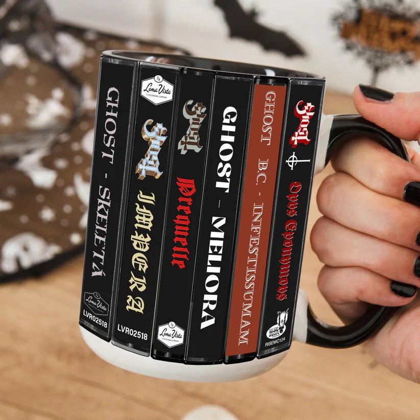 Ghost Albums Retro Accent Mug for Music Lovers | Ceramic Drinkware GradoCreations