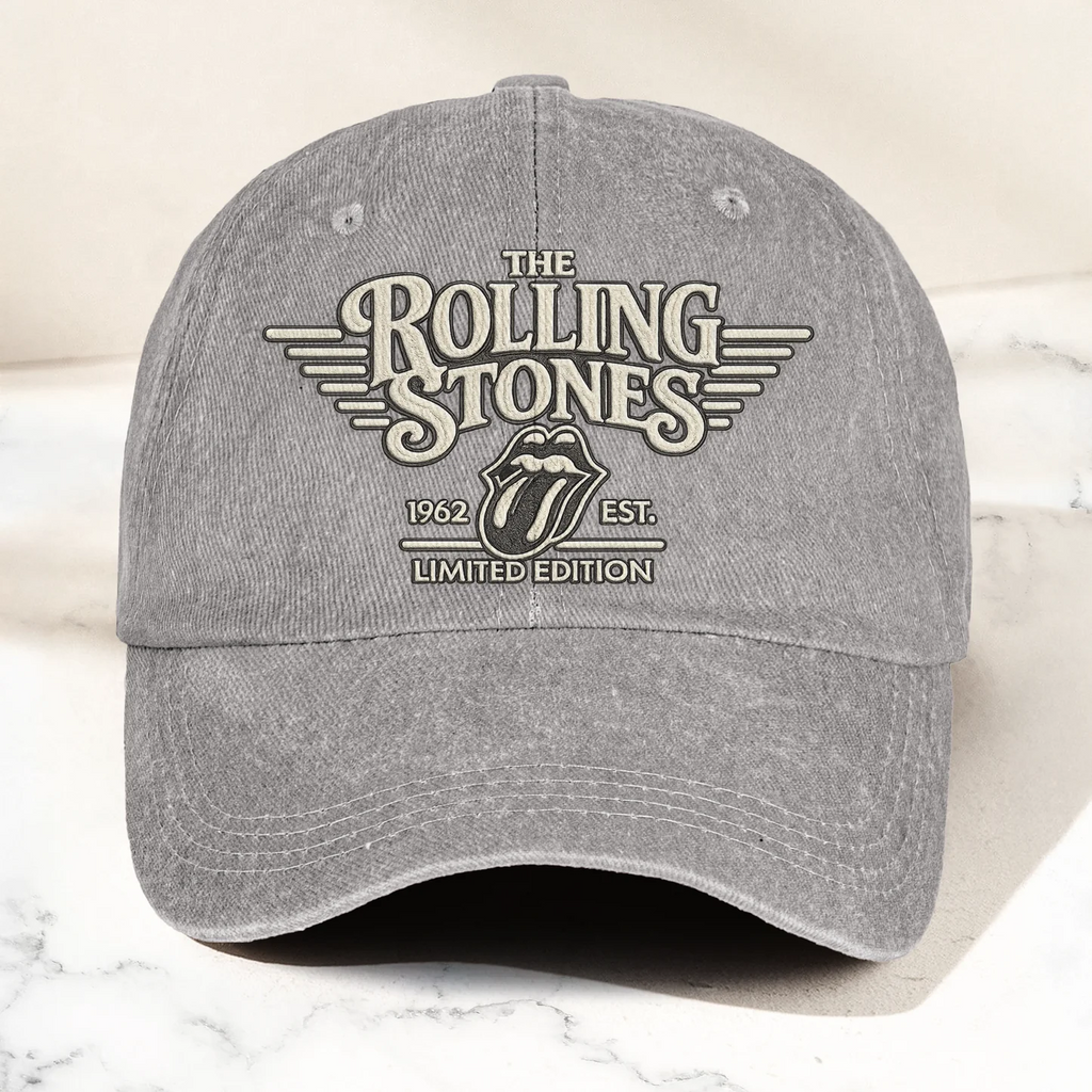 Retro Rolling Stones Denim Cap Gift for Dad | Customizable Vintage Style GradoCreations
