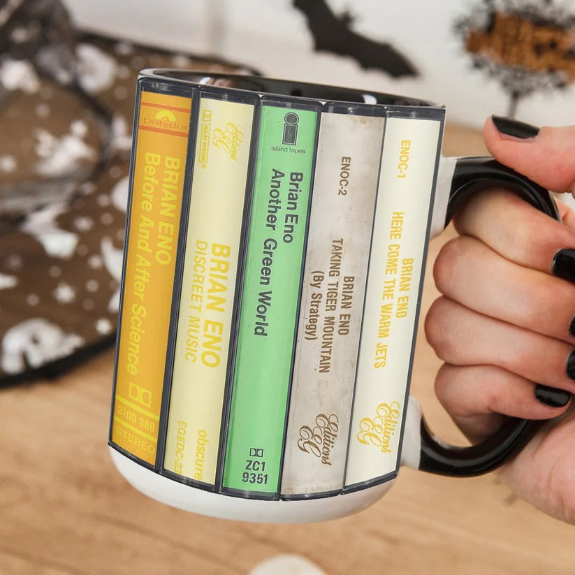 Retro Brian Eno Cassette Accent Mug Ceramic Gift for Music Lovers GradoCreations