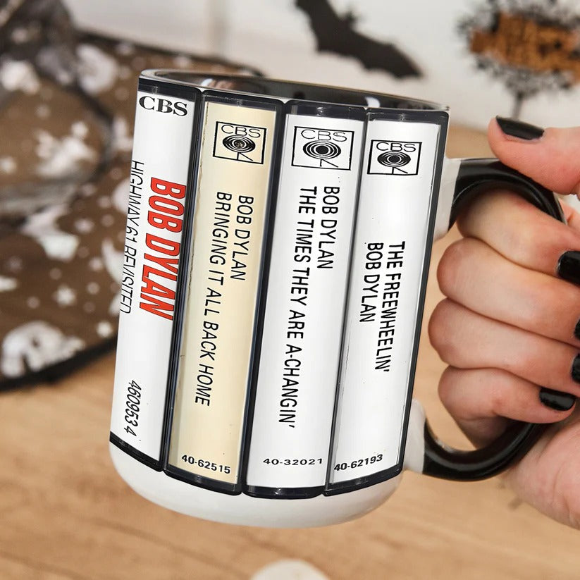 Bob Dylan Cassette Accent Mug Ceramic Drinkware for Music Lovers GradoCreations