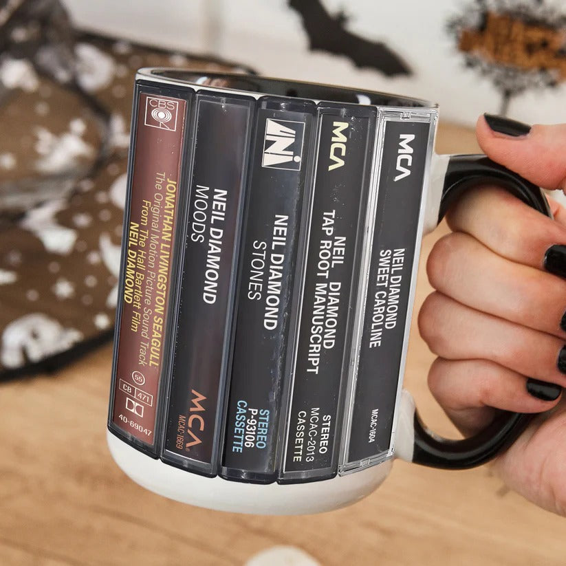 Neil Diamond Cassette Retro Accent Mug Unique Gift for Music Lovers GradoCreations