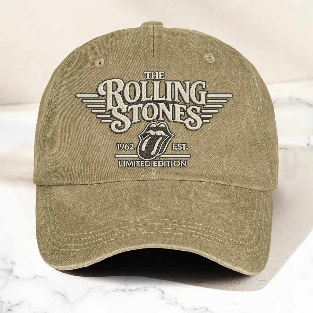 Retro Rolling Stones Denim Cap Gift for Dad | Customizable Vintage Style GradoCreations