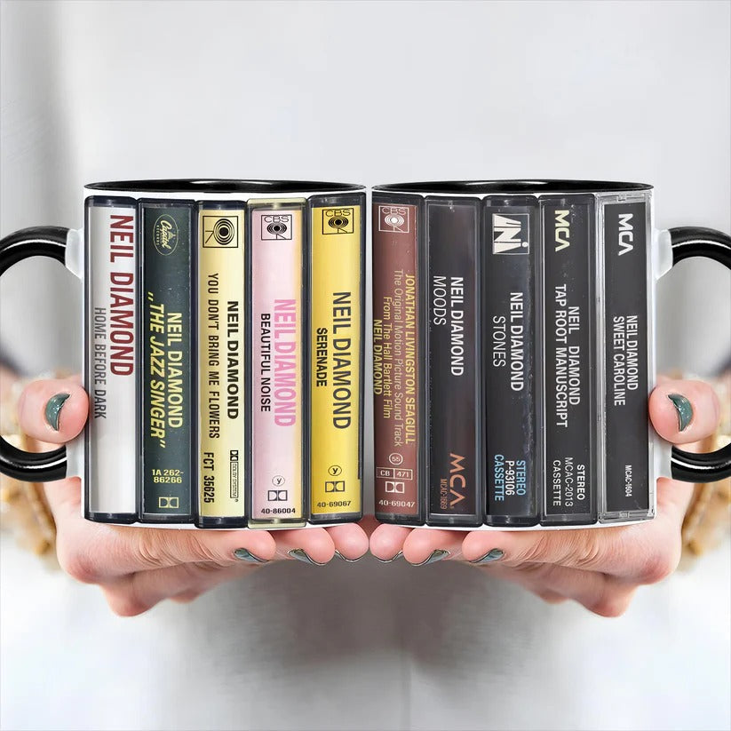 Neil Diamond Cassette Retro Accent Mug Unique Gift for Music Lovers GradoCreations