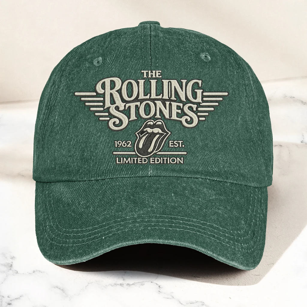 Retro Rolling Stones Denim Cap Gift for Dad | Customizable Vintage Style GradoCreations