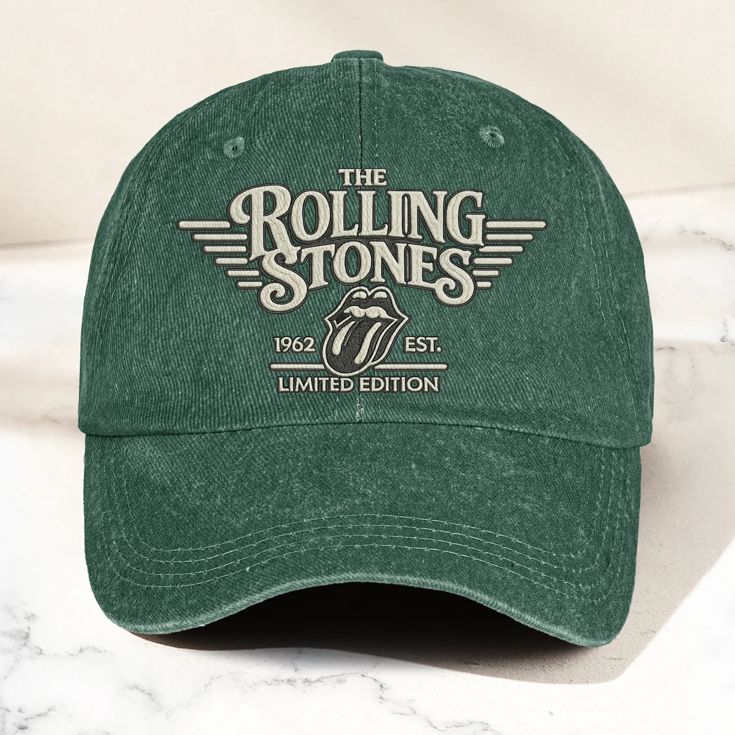 Retro Rolling Stones Denim Cap Gift for Dad | Customizable Vintage Style GradoCreations