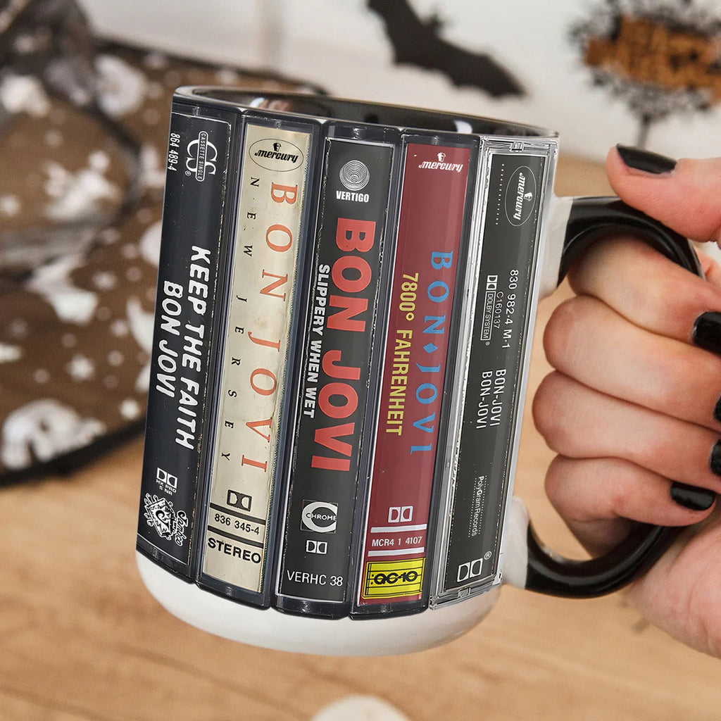 Bon Jovi Cassette Collection Accent Mug Ceramic Retro Gift GradoCreations