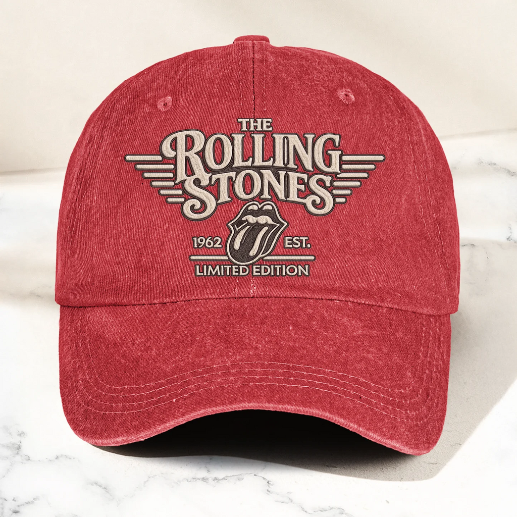 Retro Rolling Stones Denim Cap Gift for Dad | Customizable Vintage Style GradoCreations