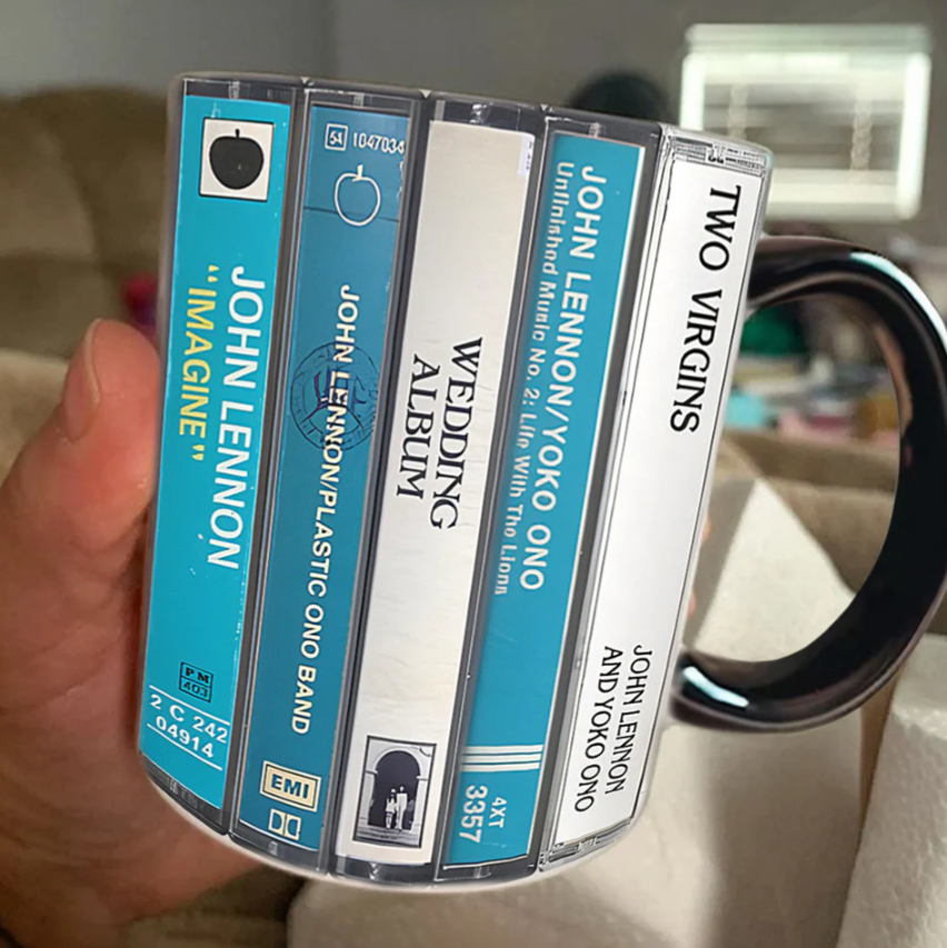 Retro John Lennon Music Cassette Accent Mug Gift for Music Lovers GradoCreations