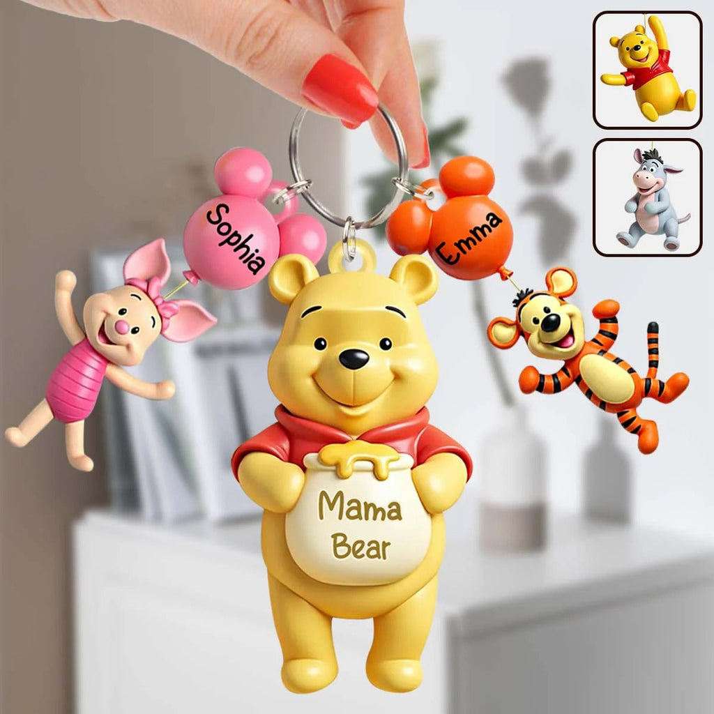 Personalized Mama Bear Mouse Keychain with Charms Gift for Mom GradoCreations