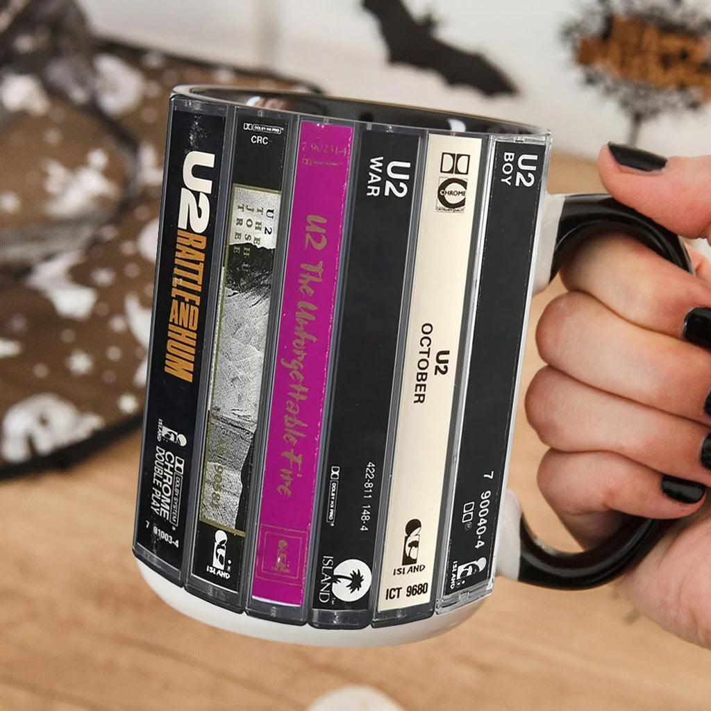 U2 Cassette Retro Accent Mug Ceramic Drinkware Gift GradoCreations