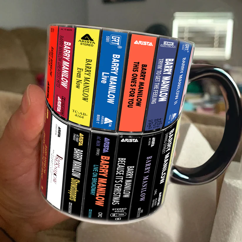 Retro Barry Manilow Cassette Accent Mug Ceramic Drinkware GradoCreations