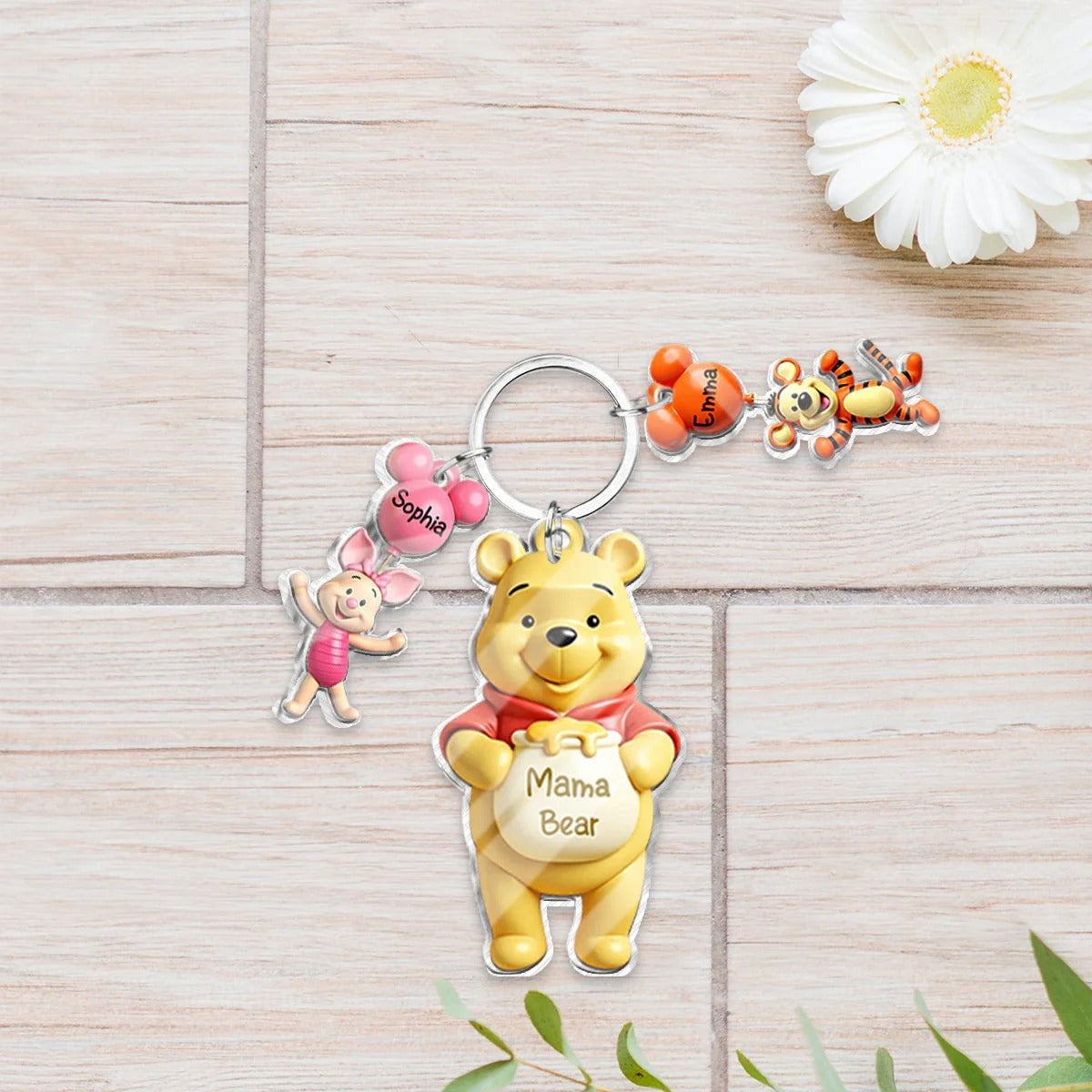 Personalized Mama Bear Mouse Keychain with Charms Gift for Mom GradoCreations