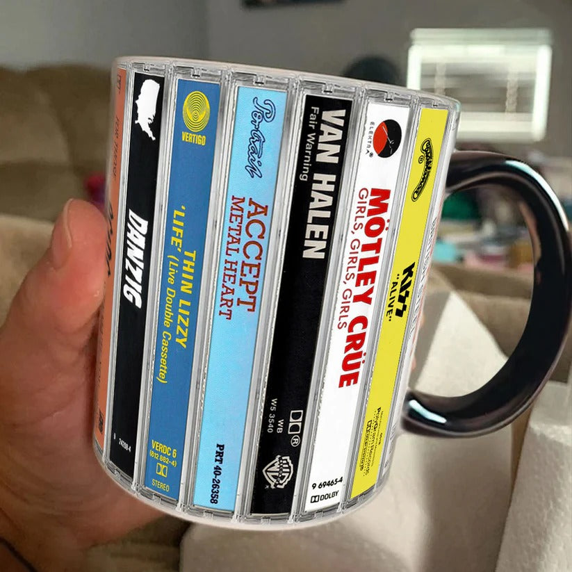 80s Metal Cassette Accent Mug Ceramic Unique Gift for Music Lover GradoCreations