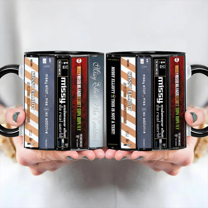 Retro Missy Elliott Cassette Accent Mug Ceramic Drinkware Gift GradoCreations