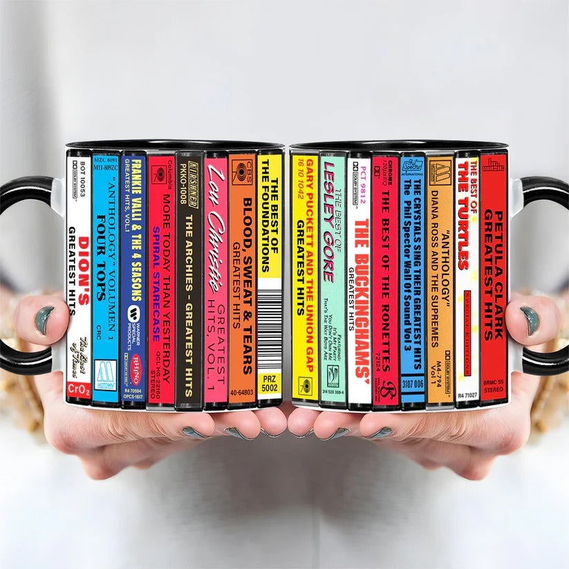Retro 60s Pop Albums Ceramic Mug for Music Lovers Gift GradoCreations