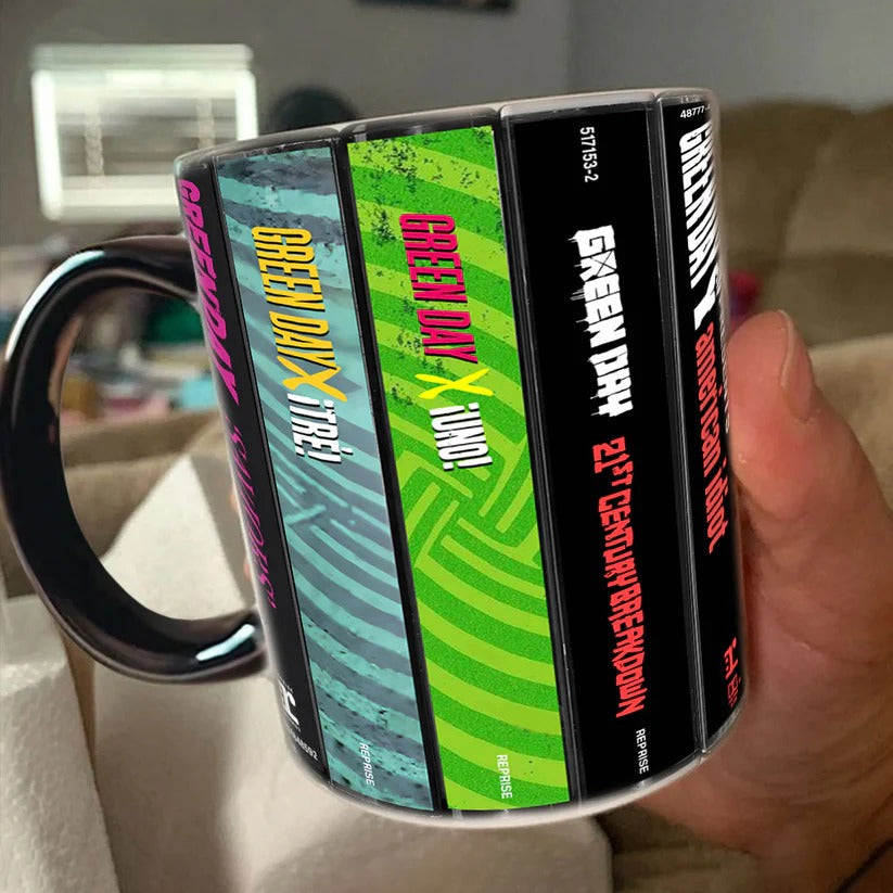 Green Day Cassette Collection Accent Mug for Music Lovers GradoCreations