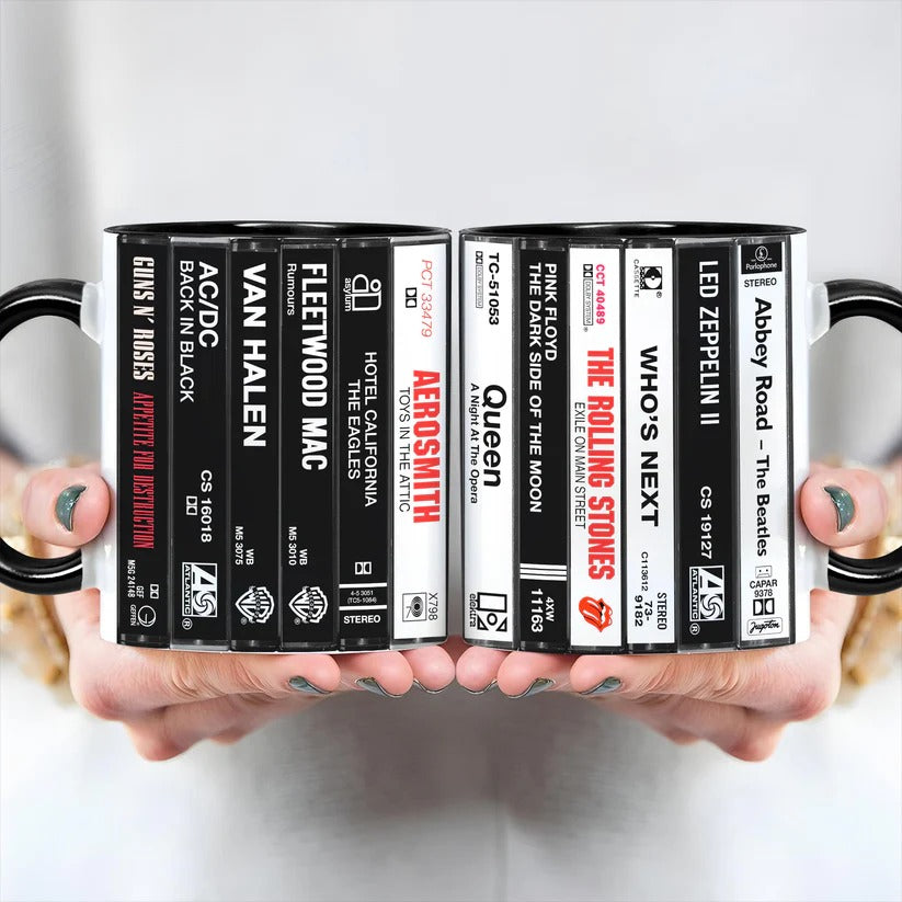 Retro Classic Rock Band Cassette Mug Ceramic Drinkware Gift GradoCreations