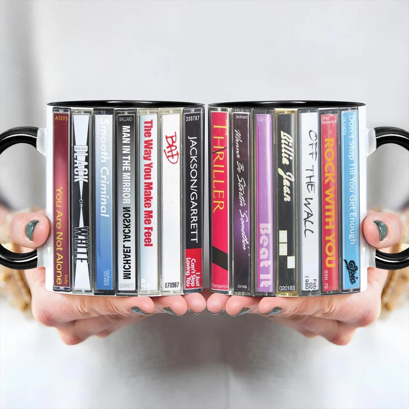 Retro Music Cassette Accent Mug Ceramic Gift for Music Lovers GradoCreations