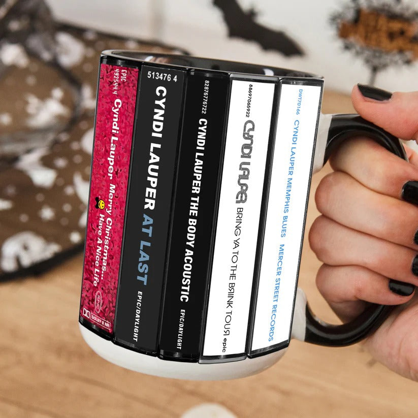 Cyndi Lauper Cassette Accent Mug Retro Drinkware Gift GradoCreations