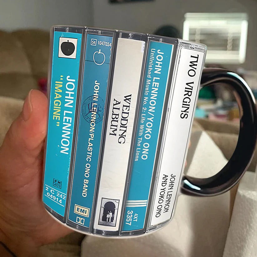 Retro John Lennon Music Cassette Accent Mug Gift for Music Lovers GradoCreations