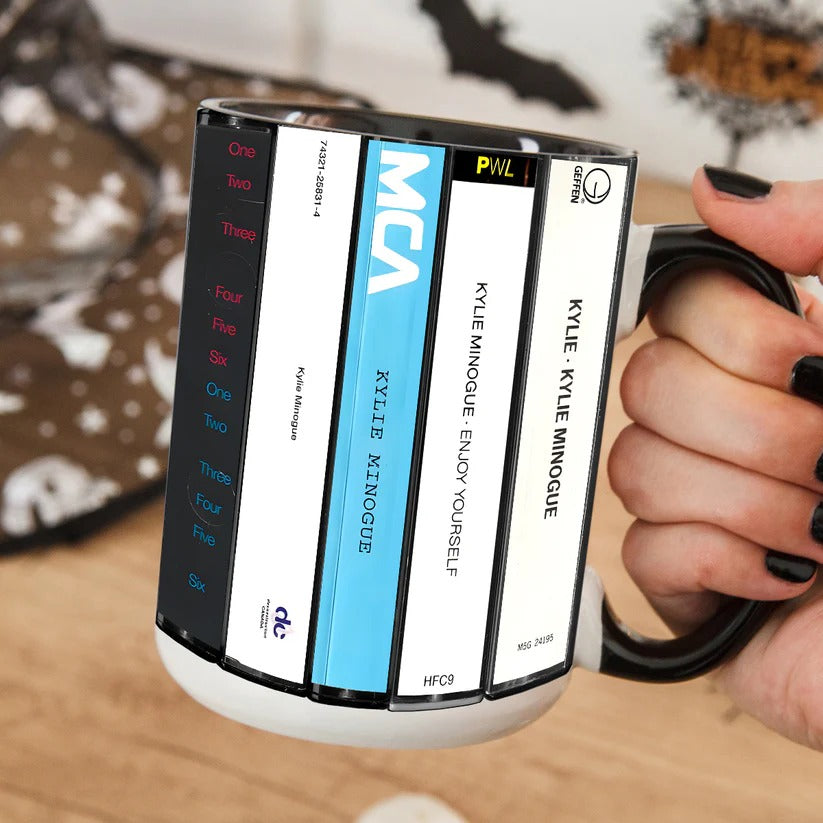 Kylie Minogue Cassette Accent Mug | Retro Music Drinkware GradoCreations