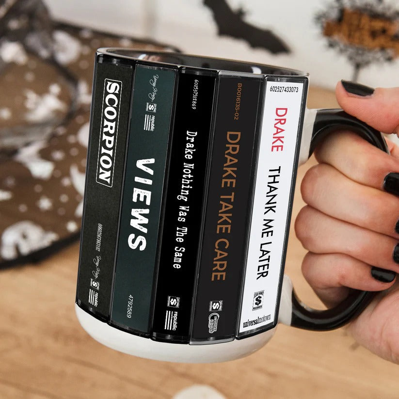 Retro Drake Albums Cassette Accent Mug Ceramic Drinkware GradoCreations
