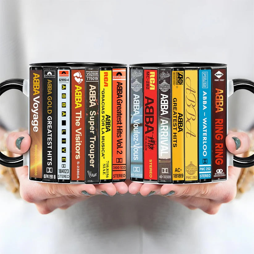 Retro ABBA Cassette Collection Ceramic Accent Mug Gift GradoCreations