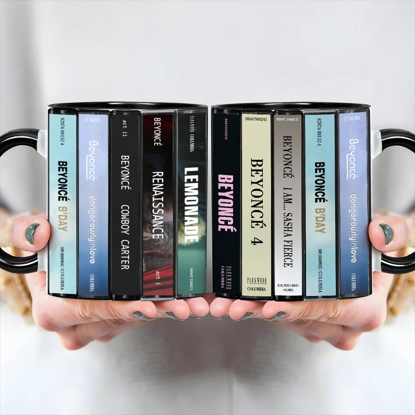 Beyoncé Albums Cassette Collection Ceramic Accent Mug Gift GradoCreations