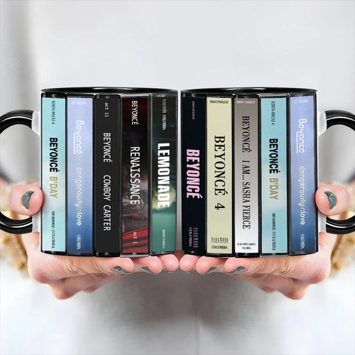 Beyoncé Albums Cassette Collection Ceramic Accent Mug Gift GradoCreations