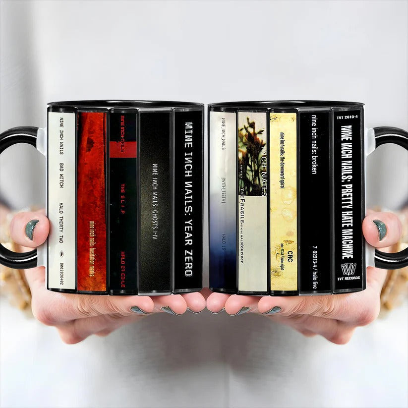 Retro Cassette Accent Mug NIN Albums for Music Lovers GradoCreations