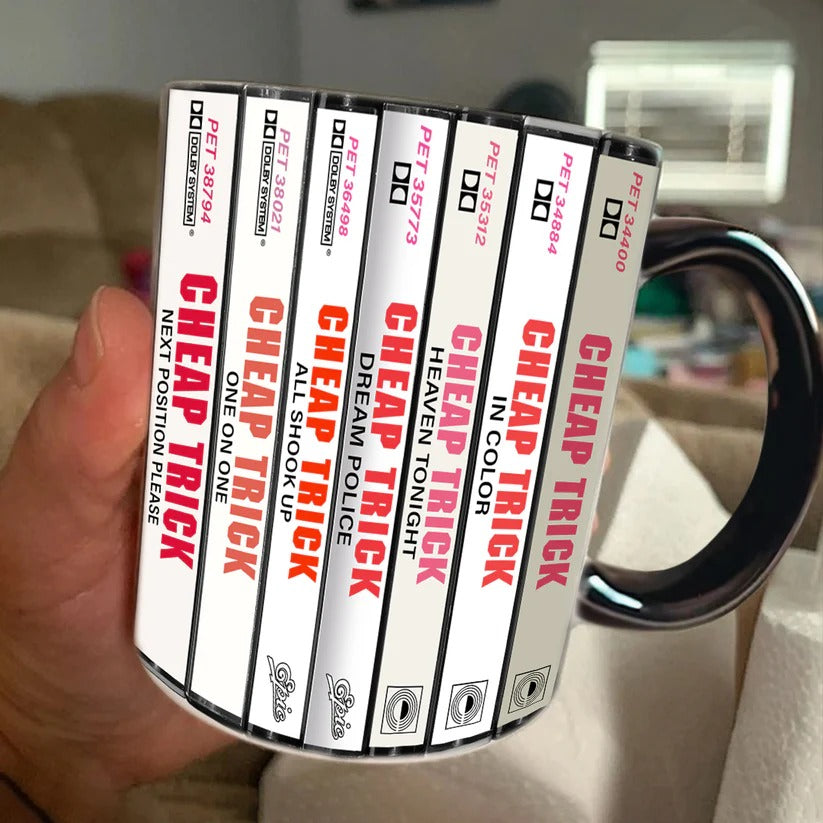 Retro Cassette Accent Mug Featuring Cheap Trick Albums GradoCreations