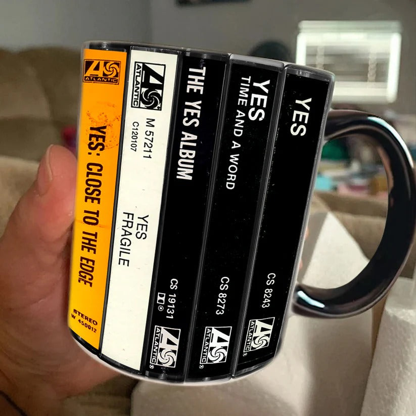 YES Albums Retro Cassette Accent Mug Ceramic Gift for Music Lovers GradoCreations