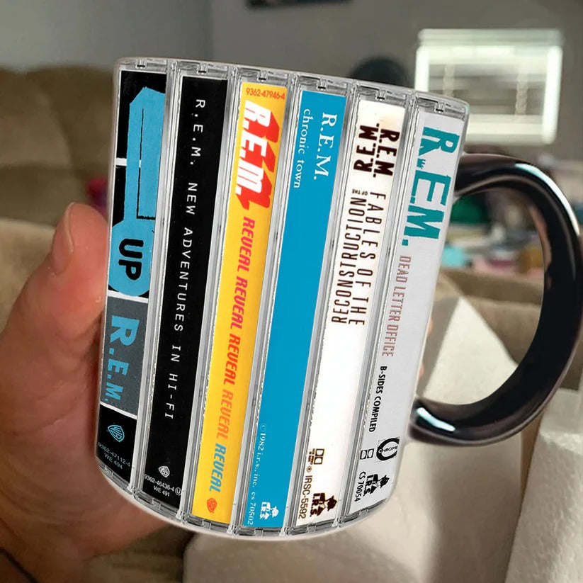R.E.M Albums Cassette Retro Accent Mug | Ceramic Drinkware Gift GradoCreations
