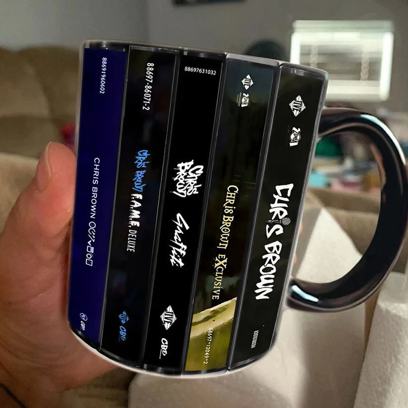 Chris Brown Cassette Collection Retro Accent Mug Gift for Music Lovers GradoCreations