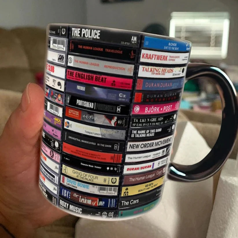 Classic Music Accent Mug with Cassette Design for Music Lovers GradoCreations