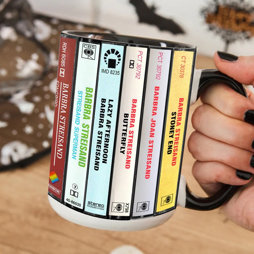 Barbra Streisand Cassette Accent Mug Retro Gift for Music Lovers GradoCreations