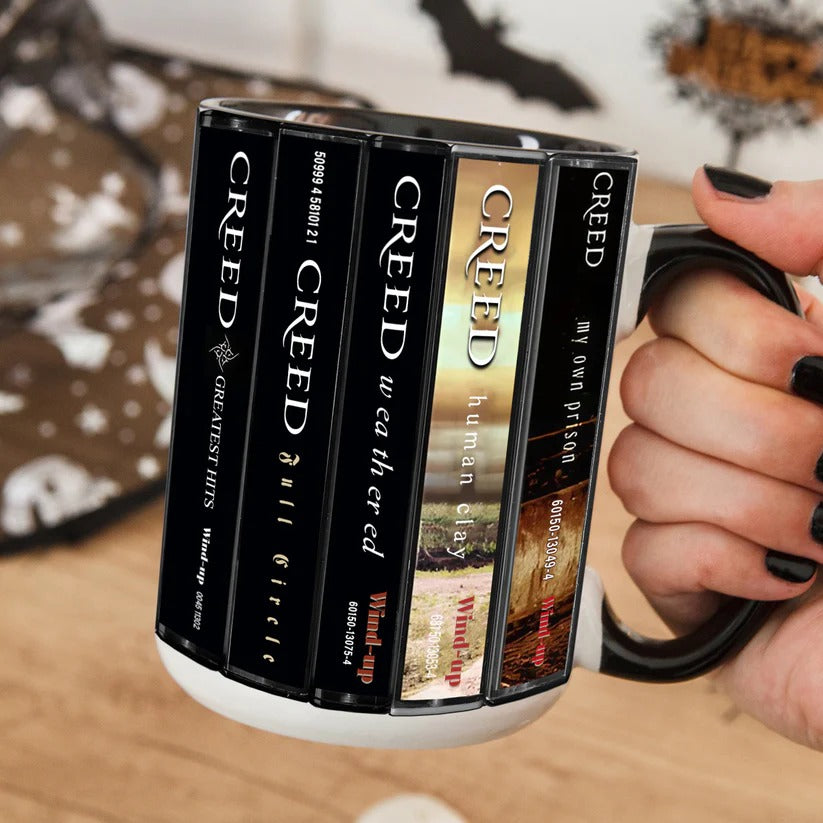 Creed Cassette Collection Accent Mug Retro Gift for Music Lovers GradoCreations